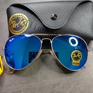 🐗Ray-Ban Aviator Flash POLARIZED Gold Sunglasses RB3025 62mm